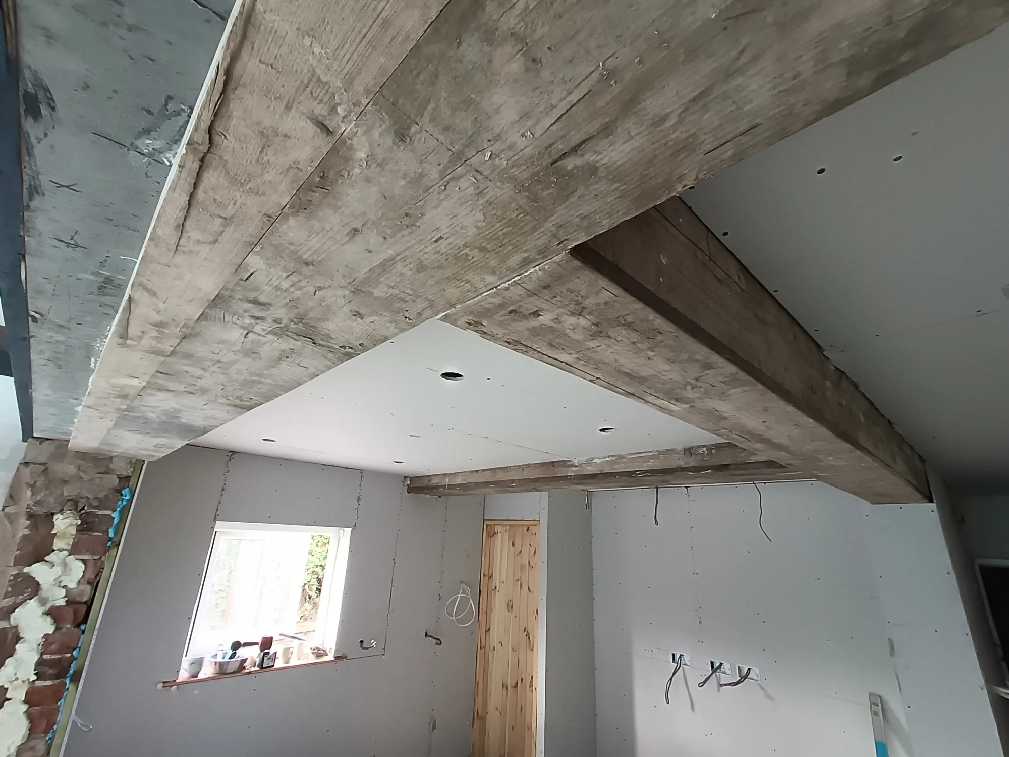 Rustic timber beam detail